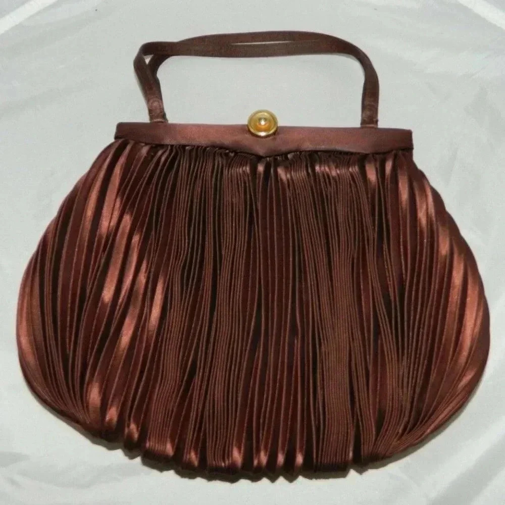 JOSEF Italian Made Brown Sateen Crepe Handbag